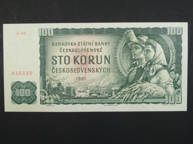 100 Kčs 1961 série G 93, číslovač 1c