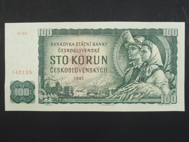 100 Kčs 1961 série G 63, číslovač 1c