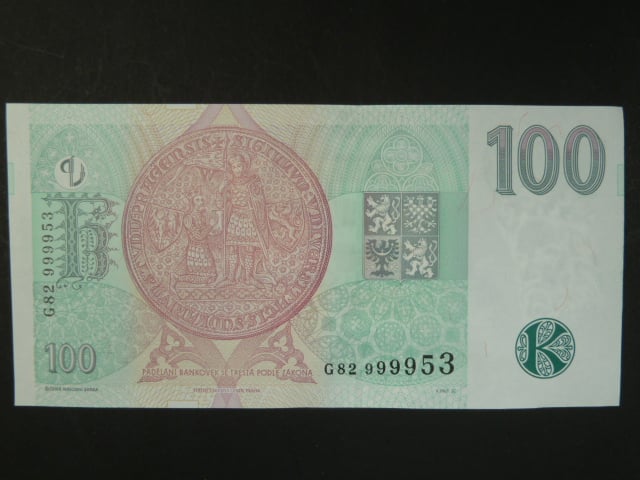 100 Kč 1997 s. G 82, Baj. CZ 18, Pi. 18
