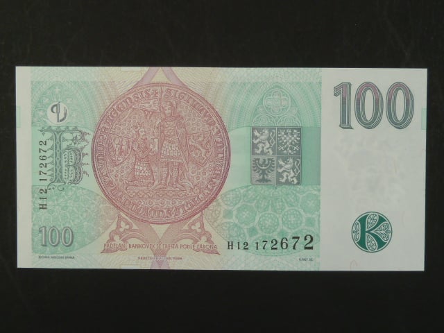 100 Kč 1997 s. H 12, Baj. CZ 18, Pi. 18