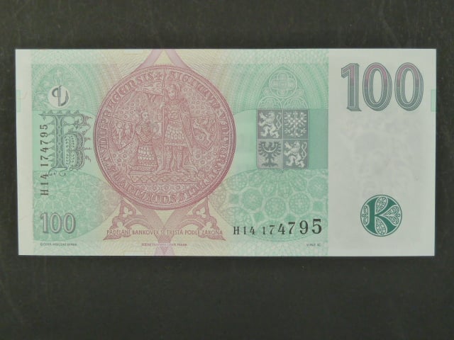 100 Kč 1997 s. H 14, Baj. CZ 18, Pi. 18