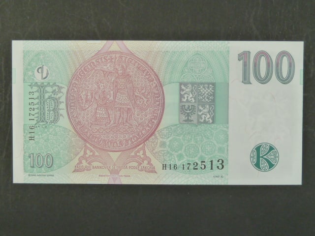 100 Kč 1997 s. H 16, Baj. CZ 18, Pi. 18
