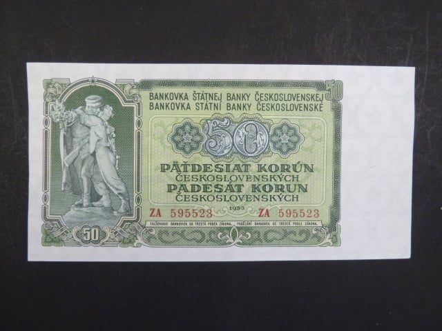 50 Kčs 1953 série ZA, tiskárna Goznak Moskva, náhradní série