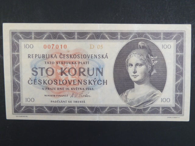 100 Kčs 1945 série D 05