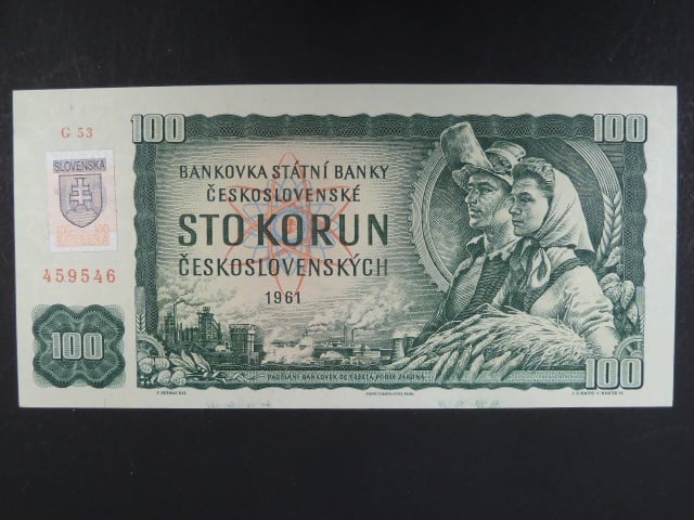 100 Sk 1961 s. G 53 II, kolkovaná, číslovač 1c, Baj. SK 3e1, Pi. 17