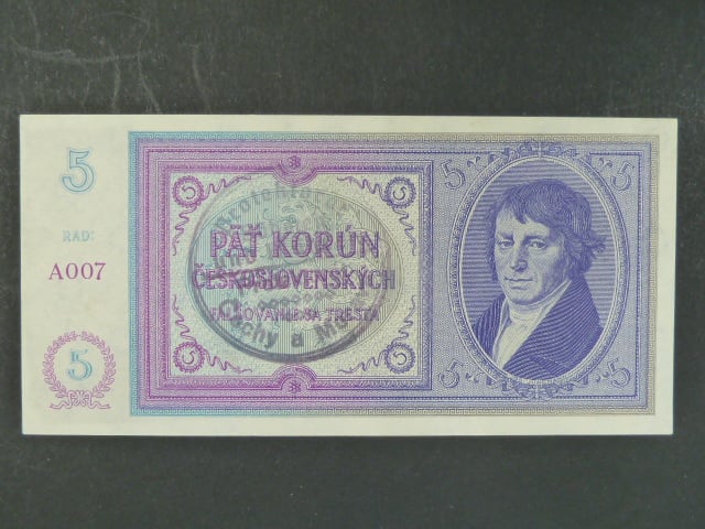 5 K 1938 série A 007, ruční přetisk