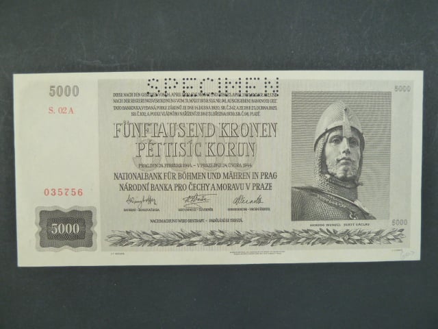 5000 K 24.2.1944 série 02 A, perf. SPECIMEN