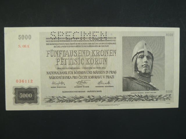 5000 K 24.2.1944 série 08 A, perf. SPECIMEN
