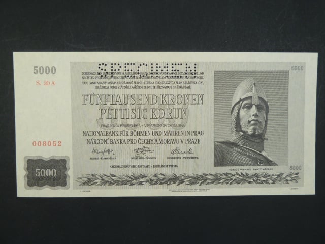5000 K 24.2.1944 série 20 A, perf. SPECIMEN