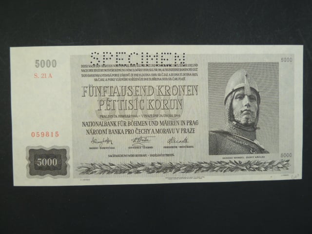 5000 K 24.2.1944 série 21 A, perf. SPECIMEN
