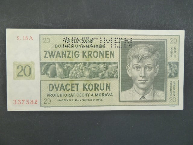 20 K 24.1.1944, série 18 A, perf. SPECIMEN