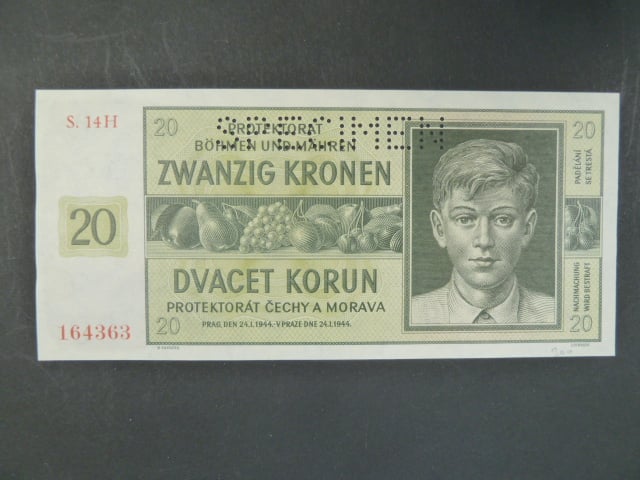 20 K 24.1.1944, série 14 H, perf. SPECIMEN