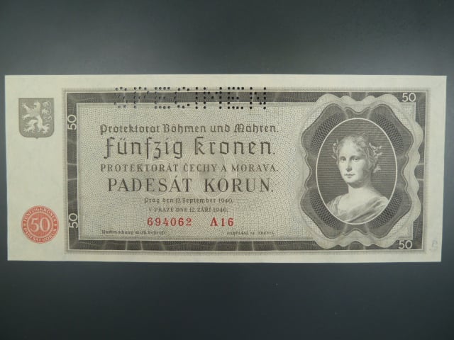 50 K 12.9.1940 série A 16, perforace SPECIMEN