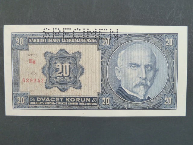 20 Kč 1.10.1926 série Eg, perf. SPECIMEN