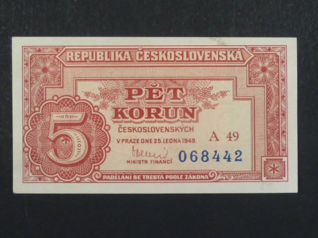 5 Kčs 25.1.1949 série 49