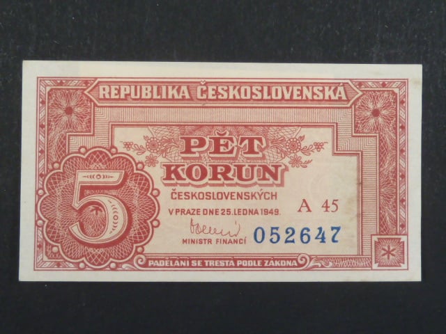 5 Kčs 25.1.1949 série 45