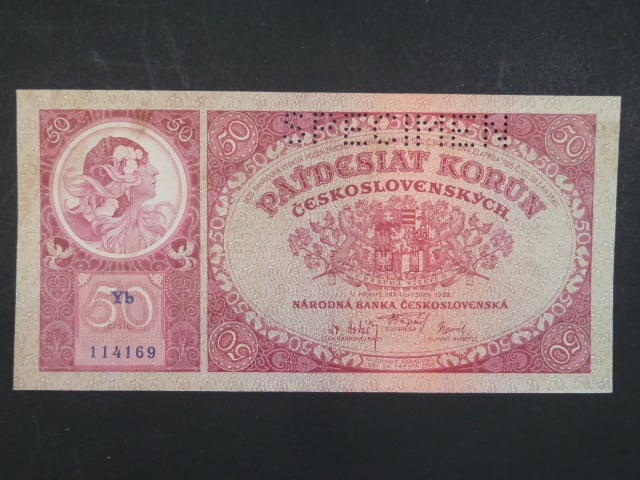 50 Kč 1.10.1929 série Yb, perf. SPECIMEN