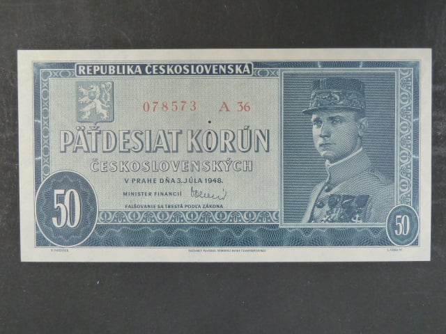 50 Kčs 3.7.1948, serie A 36, perf. "3md"