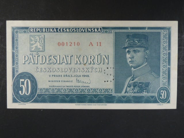 50 Kčs 3.7.1948, serie A 11, perf. "S"