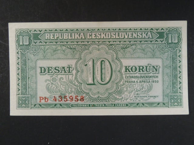 10 Kčs 4.4.1950 série Pb