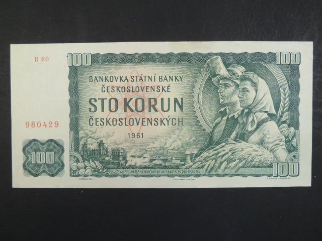 100 Kčs 1961 série R 80, široký číslovač 1c