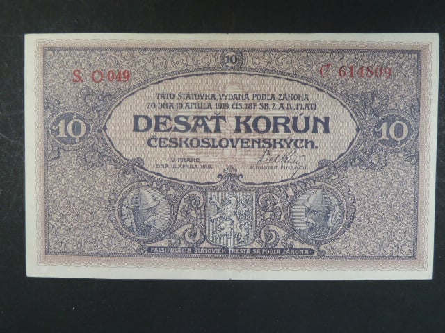 10 Kč 15.4.1919, serie O 049