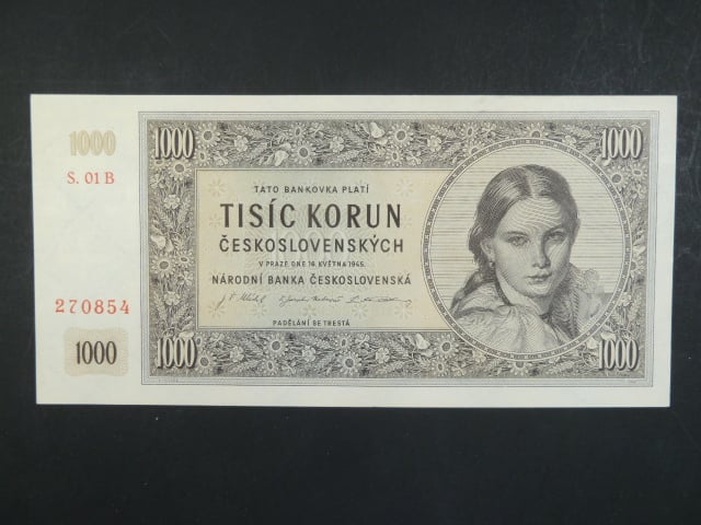 1000 Kčs 16.5.1945 série B 01