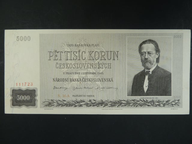 5000 Kčs 1.11.1945 série 16 A, perf. "3md"