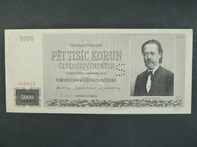 5000 Kčs 1.11.1945 série 06 A, perf. "S"