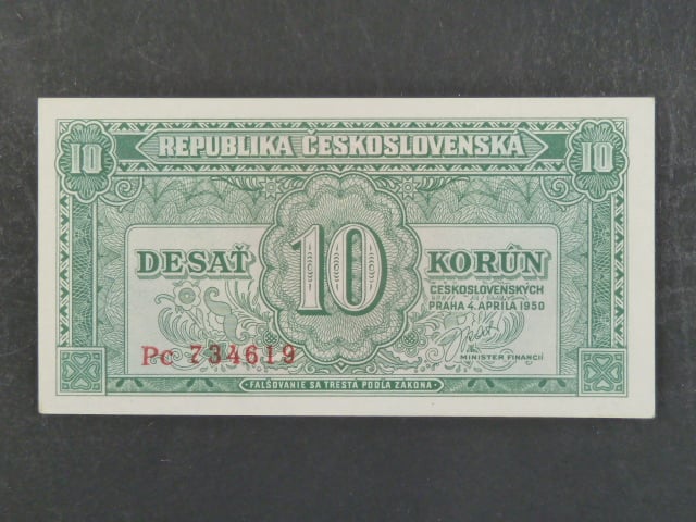 10 Kčs 4.4.1950 série Pc