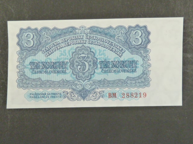 3 Kčs 1953 série BM, tiskárna Goznak Moskva