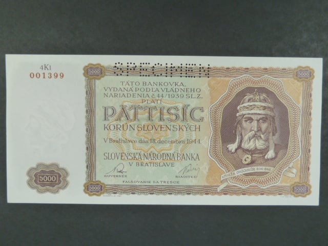 5000 Ks 18.12.1944 série 4Kl, nevydaná, 1x perf. SPECIMEN
