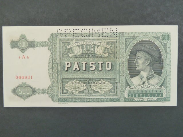 500 Ks 12.7.1941 série 4Ah, 1x perf. SPECIMEN
