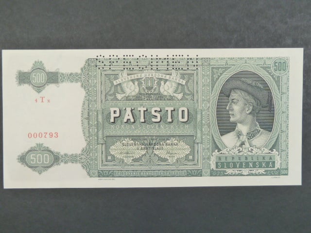 500 Ks 12.7.1941 série 4Tx, 1x perf. SPECIMEN