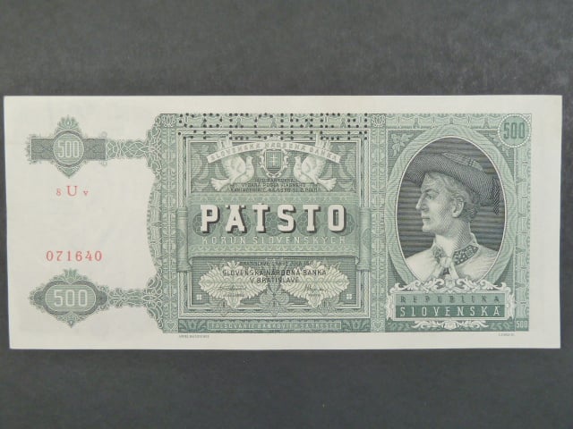 500 Ks 12.7.1941 série 8Uv, 1x perf. SPECIMEN