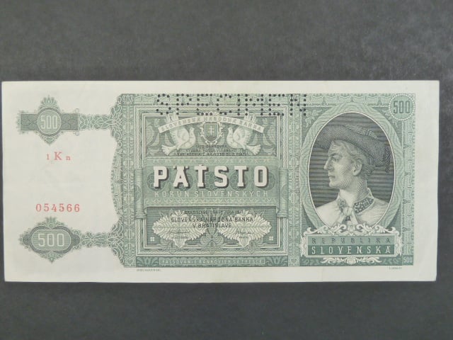 500 Ks 12.7.1941 série 1Kn, 1x perf. SPECIMEN
