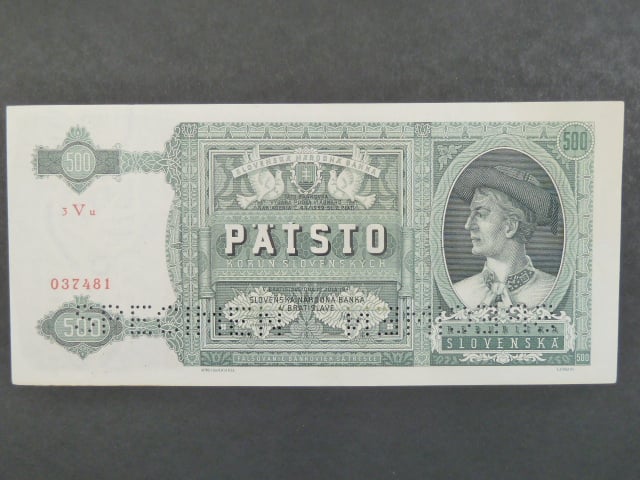 500 Ks 12.7.1941 série 3Vu, 2x perf. SPECIMEN
