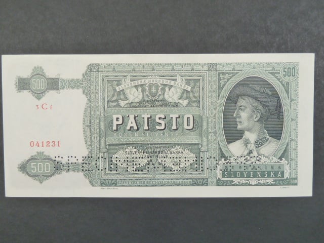 500 Ks 12.7.1941 série 3Cf, 2x perf. SPECIMEN