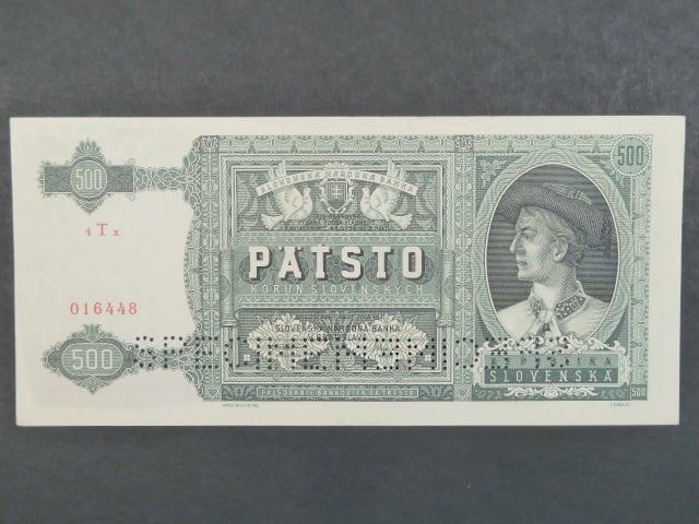 500 Ks 12.7.1941 série 4Tx, 2x perf. SPECIMEN