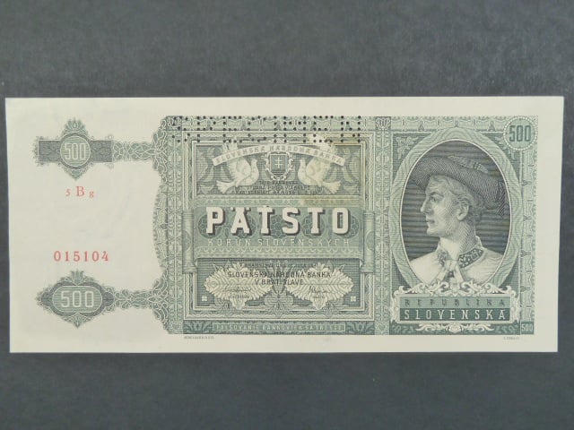 500 Ks 12.7.1941 série 5Bg, 1x perf. SPECIMEN