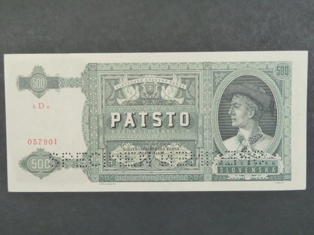 500 Ks 12.7.1941 série 6De, 2x perf. SPECIMEN