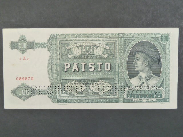 500 Ks 12.7.1941 série 6Zr, 2x perf. SPECIMEN
