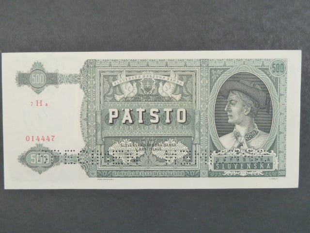 500 Ks 12.7.1941 série 7Ha, 2x perf. SPECIMEN