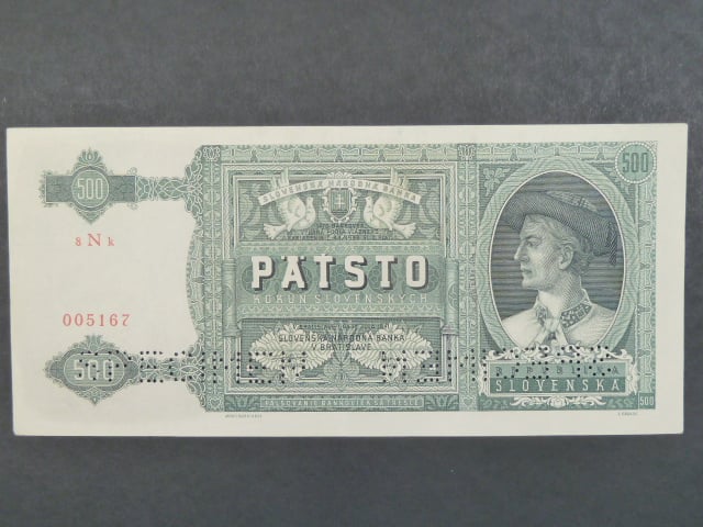 500 Ks 12.7.1941 série 8Nk, 2x perf. SPECIMEN