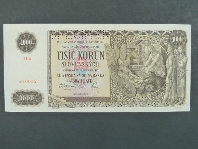 1000 Ks 25.11.1940 série 1K6, 1x perf. SPECIMEN