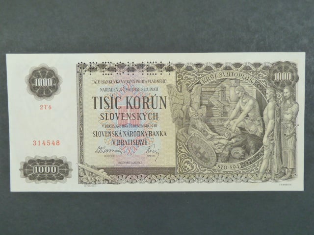 1000 Ks 25.11.1940 série 2T4, 1x perf. SPECIMEN