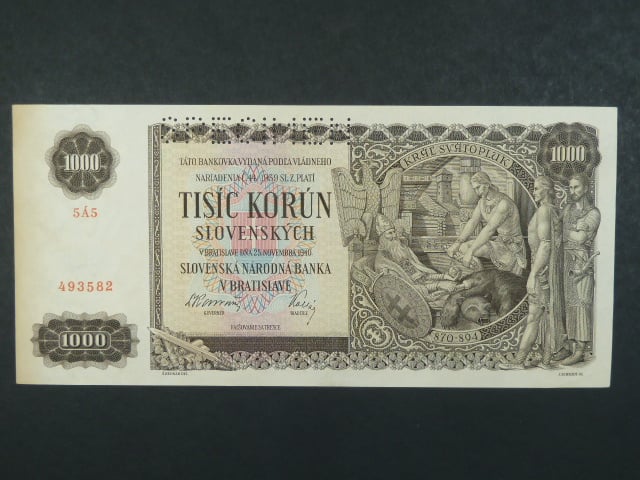 1000 Ks 25.11.1940 série 5Á5, 1x perf. SPECIMEN