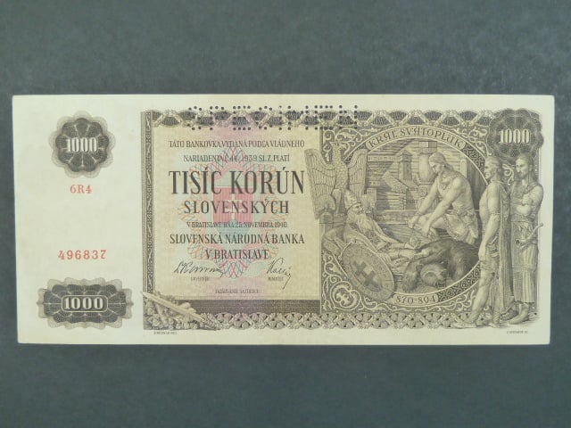 1000 Ks 25.11.1940 série 6R4, 1x perf. SPECIMEN