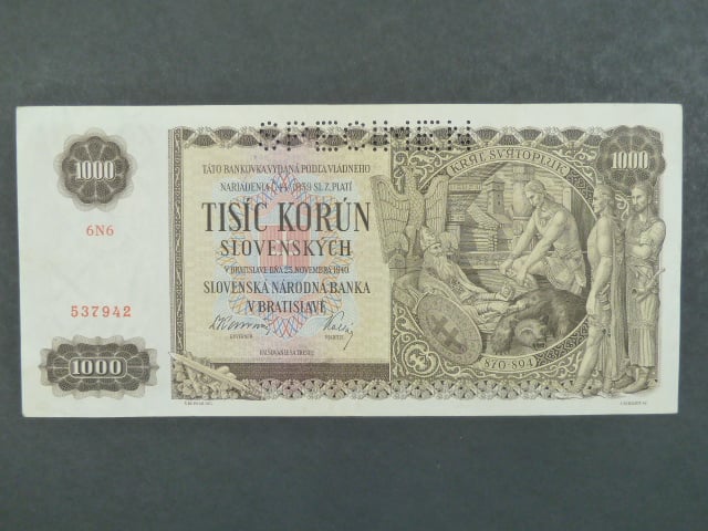 1000 Ks 25.11.1940 série 6N6, 1x perf. SPECIMEN