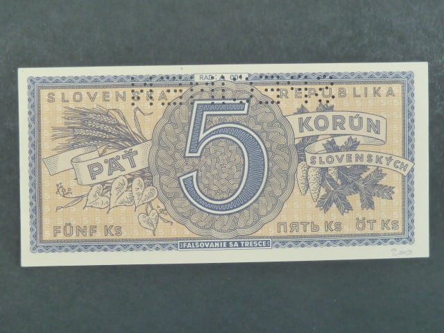 5 Ks 1944 série A 001, 1x perf. SPECIMEN